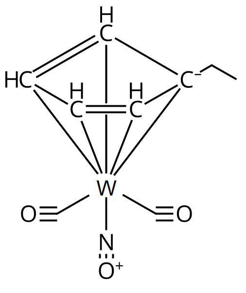 (n5-ethylcyclopentadienyl)dicarbonylnitrosyl tungsten   - (EtCp)W(CO)2(NO)